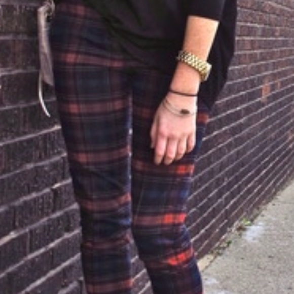Brick red/blue plaid pants - Picture 4 of 4